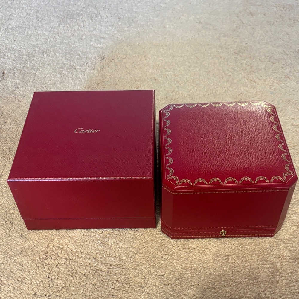Cartier Luxurious Red Box Duo with Gold Accents